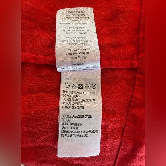 Farm Rio Red Fish Top Linen Blend Strapless Maxi Dress Tropical Appliqué Medium - Picture 12 of 12